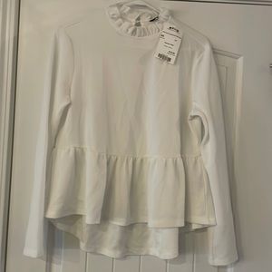 White High Low Ruffle Top